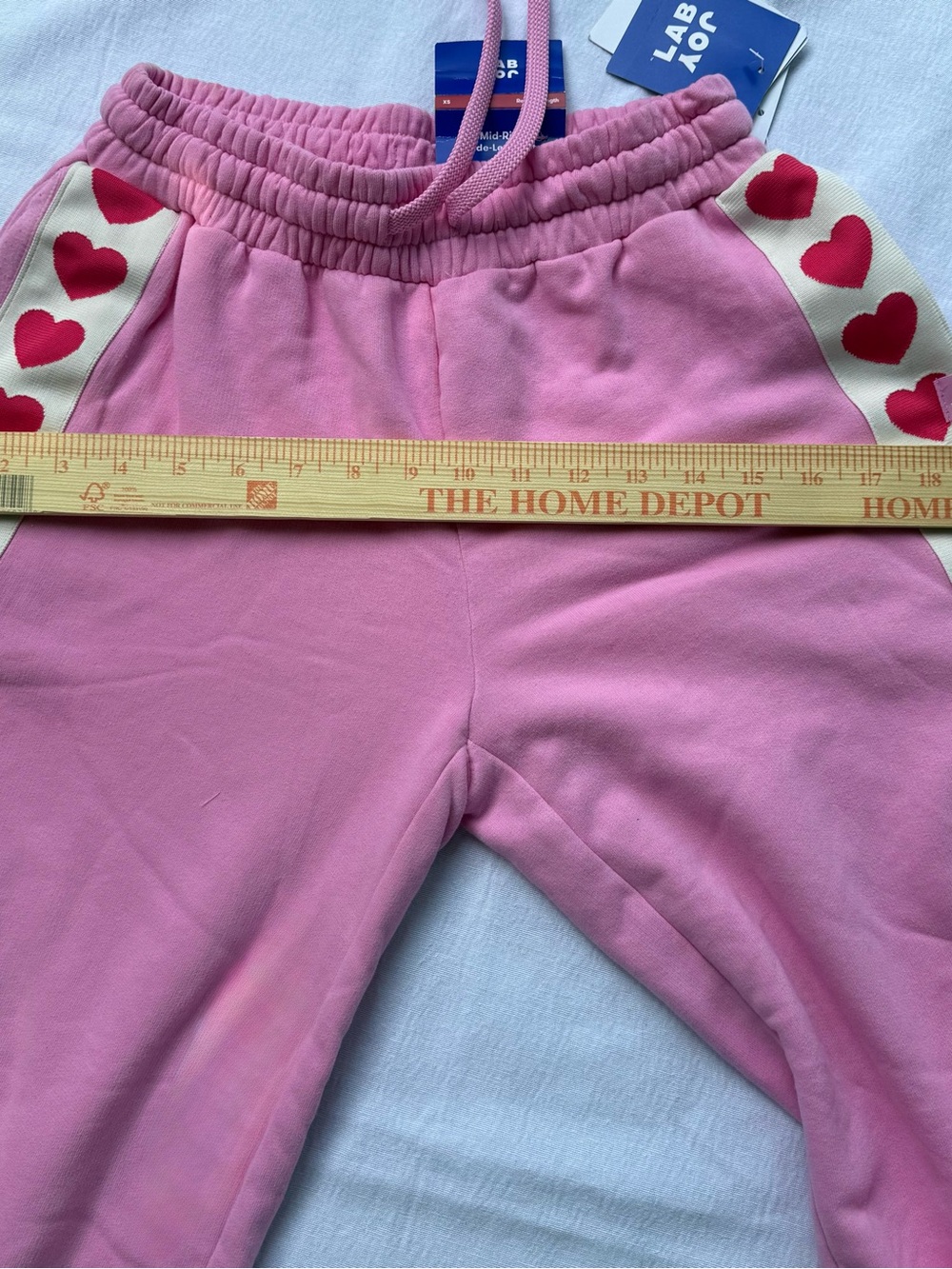 Size XS NEW Joy Lab Pink Heart-Trim Ladies Sweatpants - Picture 4 of 9